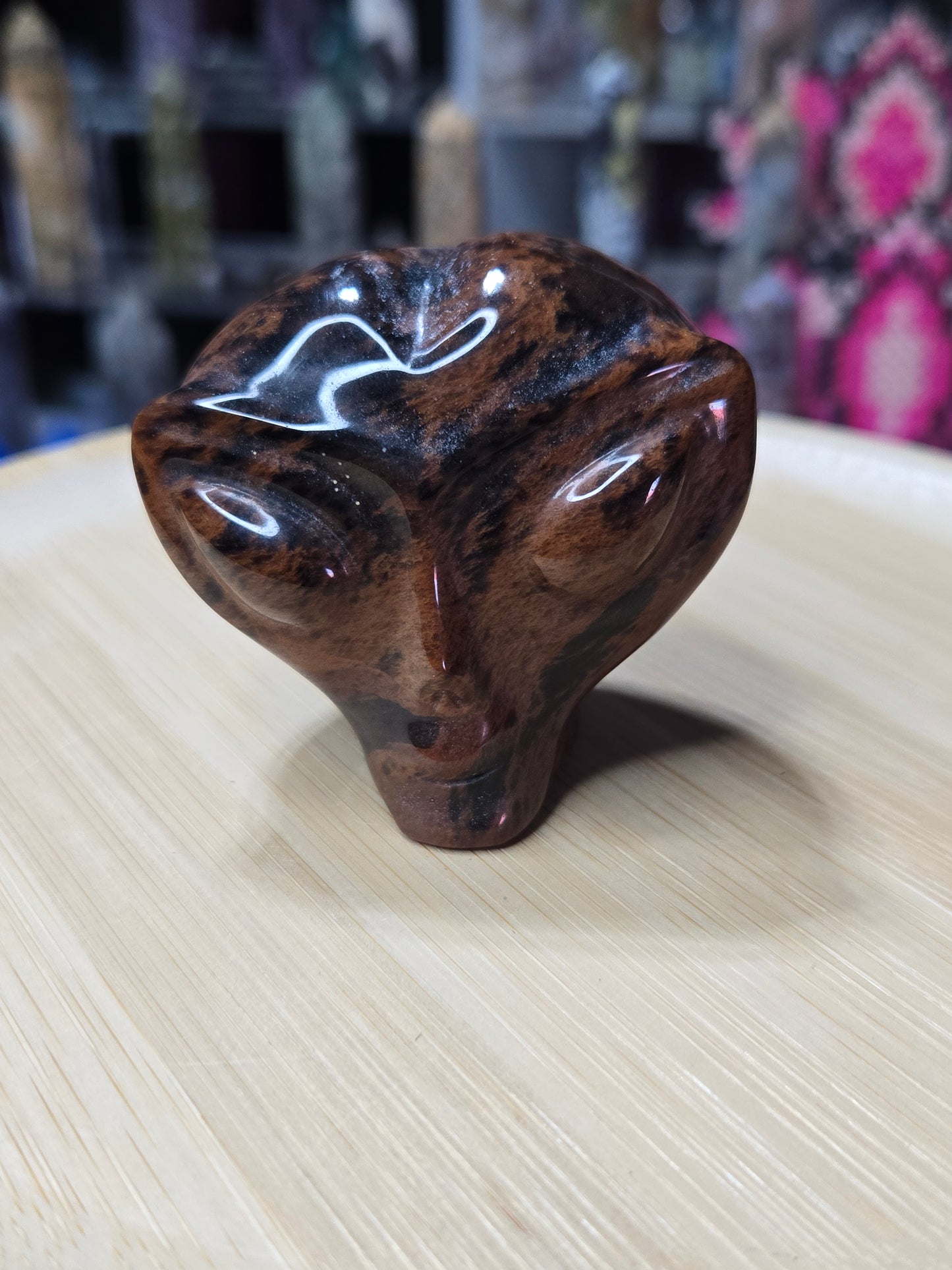 Mahogany Obsidian Alien Head